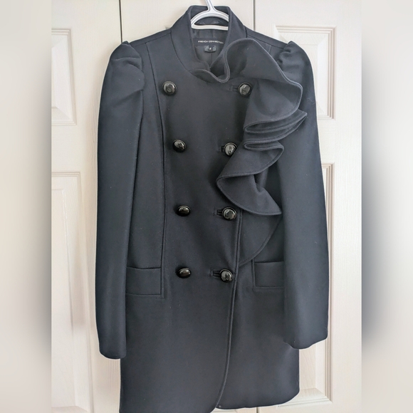 French Connection Ruffle Wool Coat - Picture 1 of 9